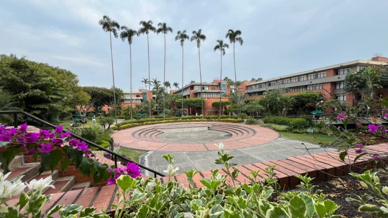 Se muestra una parte del Campus de la Universidad Autónoma de Occidente con las palmeras